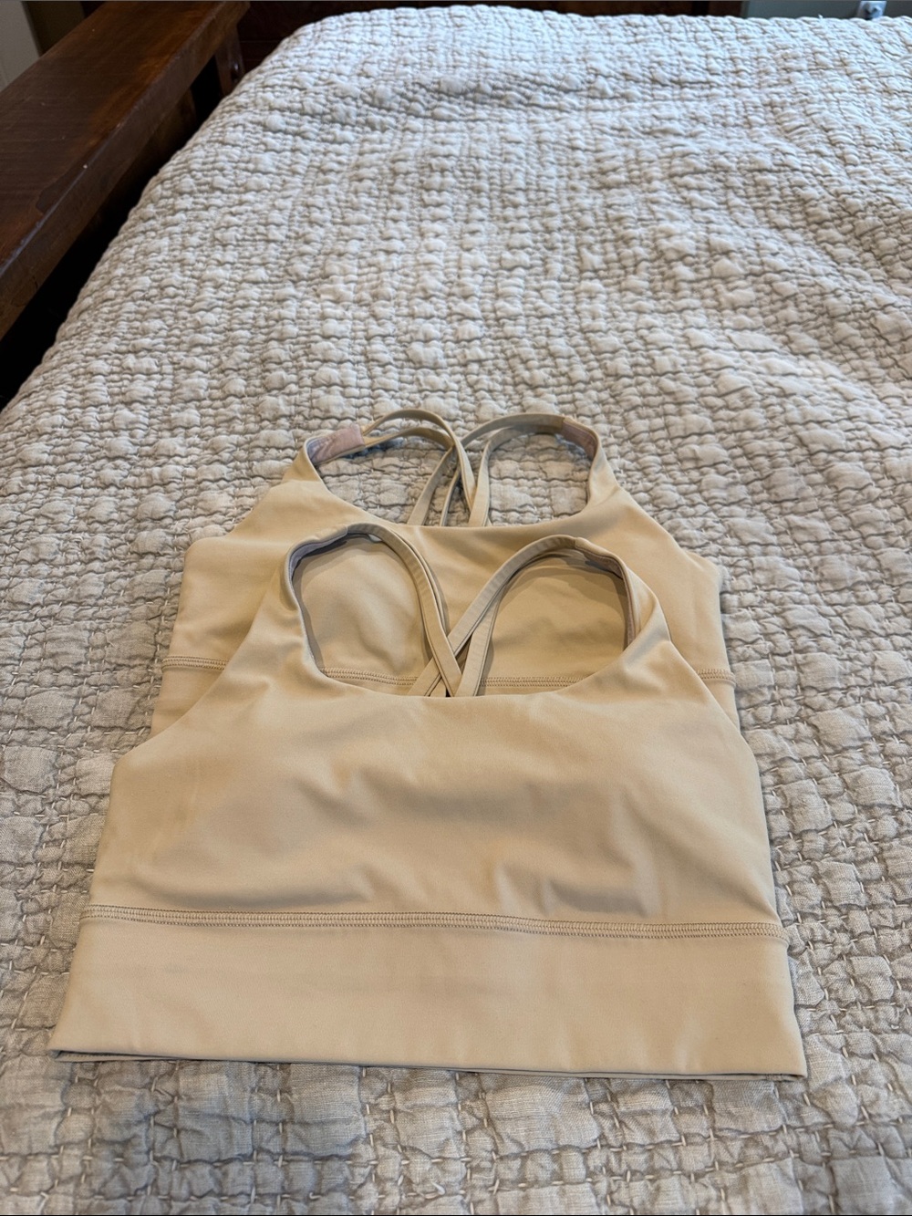 lululemon longline energy athletica Crisscross Strappy Bralette in Light Beige